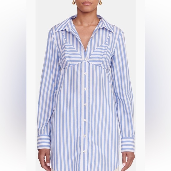 NWT Staud alita stripe triangle top and button up tunic shirt set - Picture 6 of 10